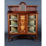 An Art Nouveau mahogany side cabinet,