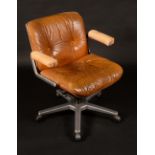 A mid 20th century office desk chair, in the manner of Herman Miller,