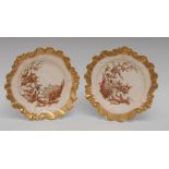 A pair of Royal Worcester shaped circular plates,