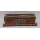 A large Indian sandalwood and sadeli marquetry rectangular box,