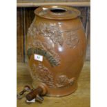 An early 20th century salt glazed stoneware barrel,