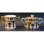 A Royal Crown Derby 1128 pattern Imari sucrier and cover, an 1128 two handled loving cup,