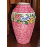 A Maling Peony Rose lustre vase