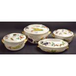 Royal Worcester Evesham dinnerware, four lidded casseroles,