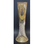 A Continental cut glass and gilded vase, flared cylindrical base, c.