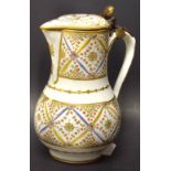 A Rue Thiroux Paris porcelain baluster jug and cover, gilt metal-mount hinge,