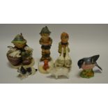 A Hummel figure, entitled 'Playmates'; others; a Beswick Bullfinch; etc.