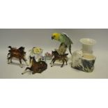 Decorative Ceramics - a Beswick Parakeet; a Beswick gloss bay Foal; others;