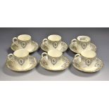 A set of six Royal Worcester coffee cans and saucers,