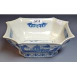 A Chinese blue and white shaped bowl
