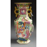 A 19th century Chinese Famille Rose hexagonal vase