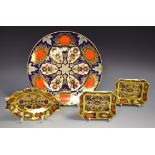 A pair of Royal Crown Derby 1128 pattern pin dishes, seconds; a similar 1128 oval tray,