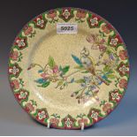 A Longwy enamel bird plate