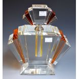 A large Art Deco style amber and clear glass fan scent bottle