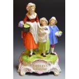 A Yardley's pottery Advertising figure, Farm Girl and two children,
