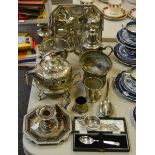 Plated Ware - a Sheffield Plate chamberstick, detachable sconce, panelled nozzle, octagonal base,