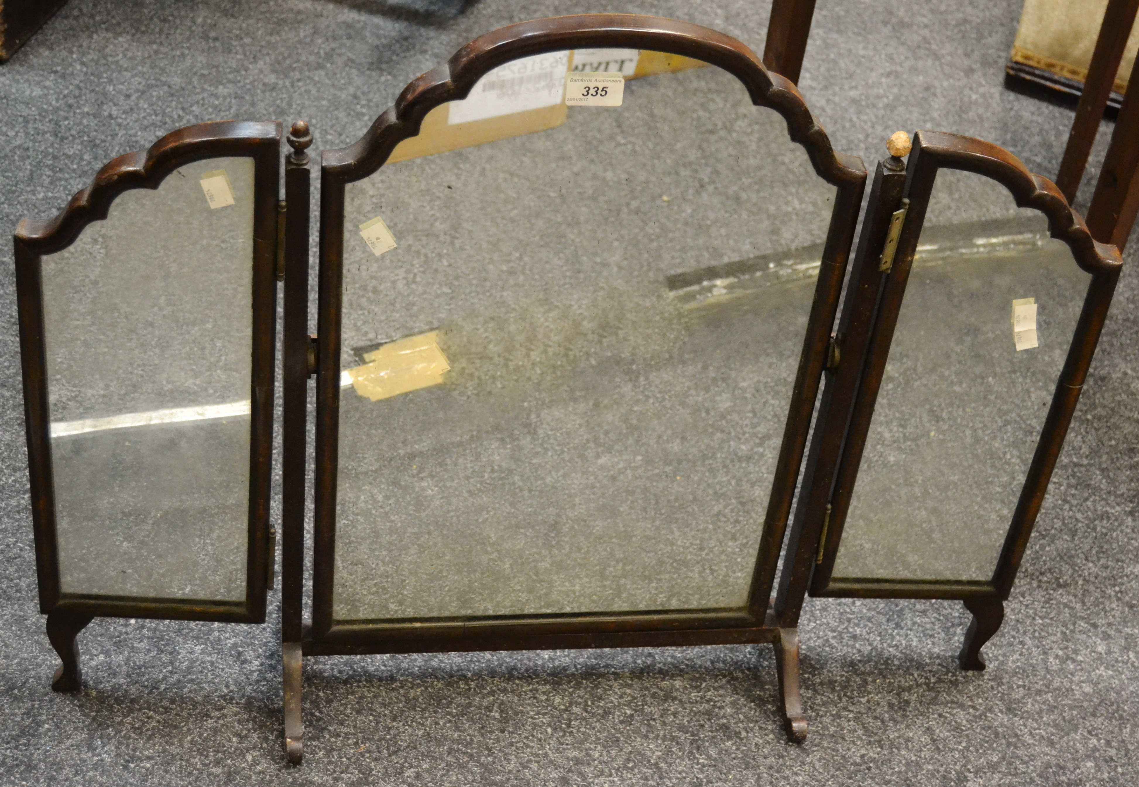 A mahogany framed tryptich dressing mirror c.