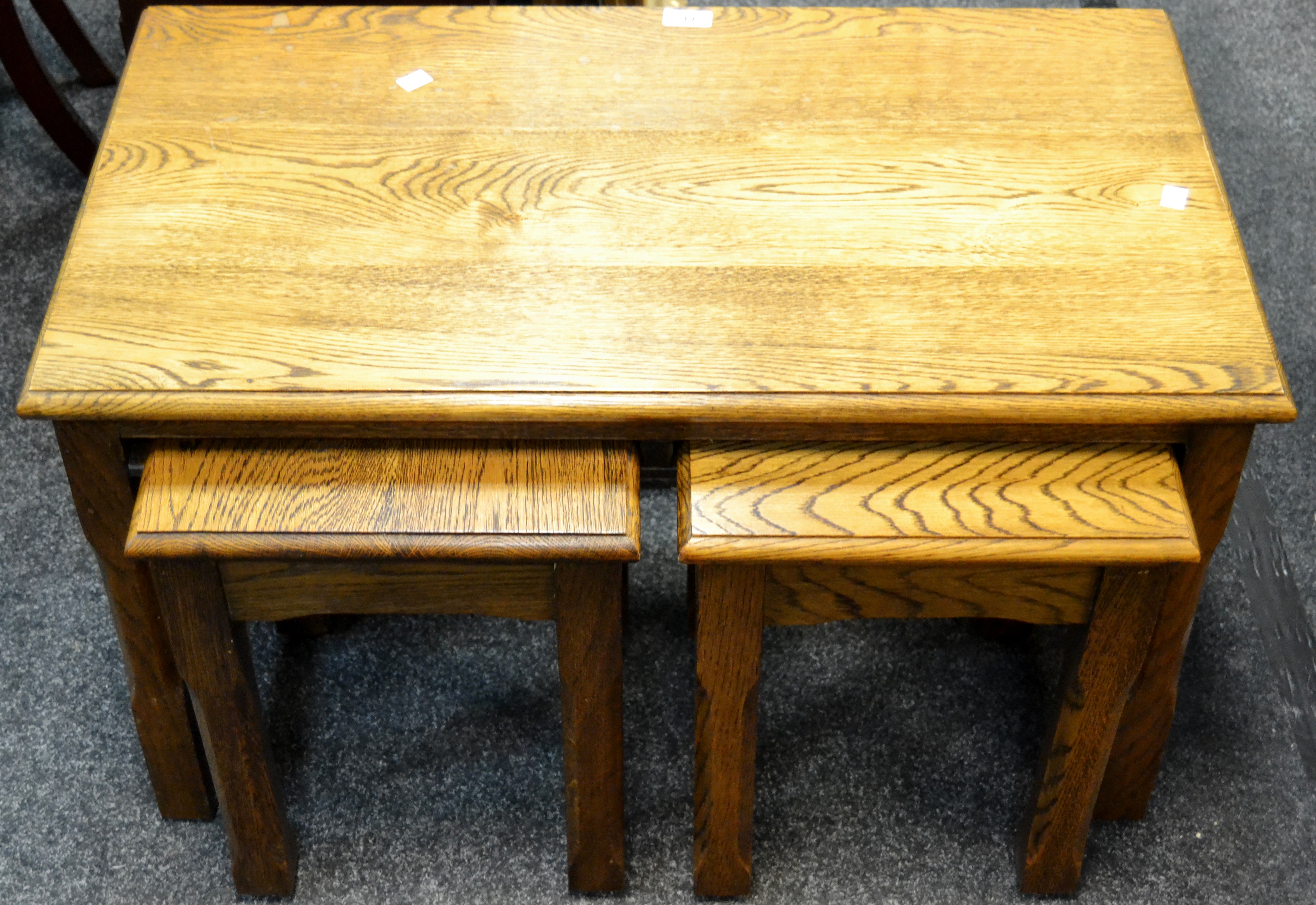 An Andrew Sharpe oak nest of tables,