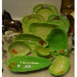 Salad Leaf Ceramics - a Beswick salad leaf plate; others; a Carlton ware salad leaf plate;