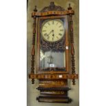 A 19th century Vienna wall clock, 20cm dial, with Roman numerals,