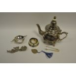 Silver and Silver Plated Ware - a silver coloured metal Middle Eastern coffee pot;