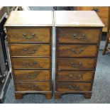 A pair of George III style mahogany bedside cabinets, cock beaded drawers,