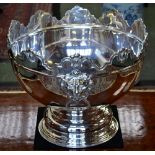 A large plated Monteith punch bowl