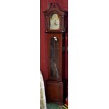 A contemporary Westminster, Germany, mahogany longcase clock, arched dial, gilt metal spandrels,