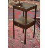 A George III mahogany washstand, single drawer, c.