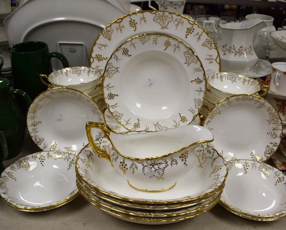 Royal Crown Derby Vines - six soup cups and saucers; six bowls 16cm; six bowls 22cm;