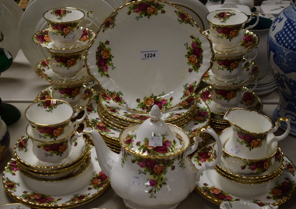 A Royal Albert Old Country Roses part dinner and tea service comprising plates, side plates,