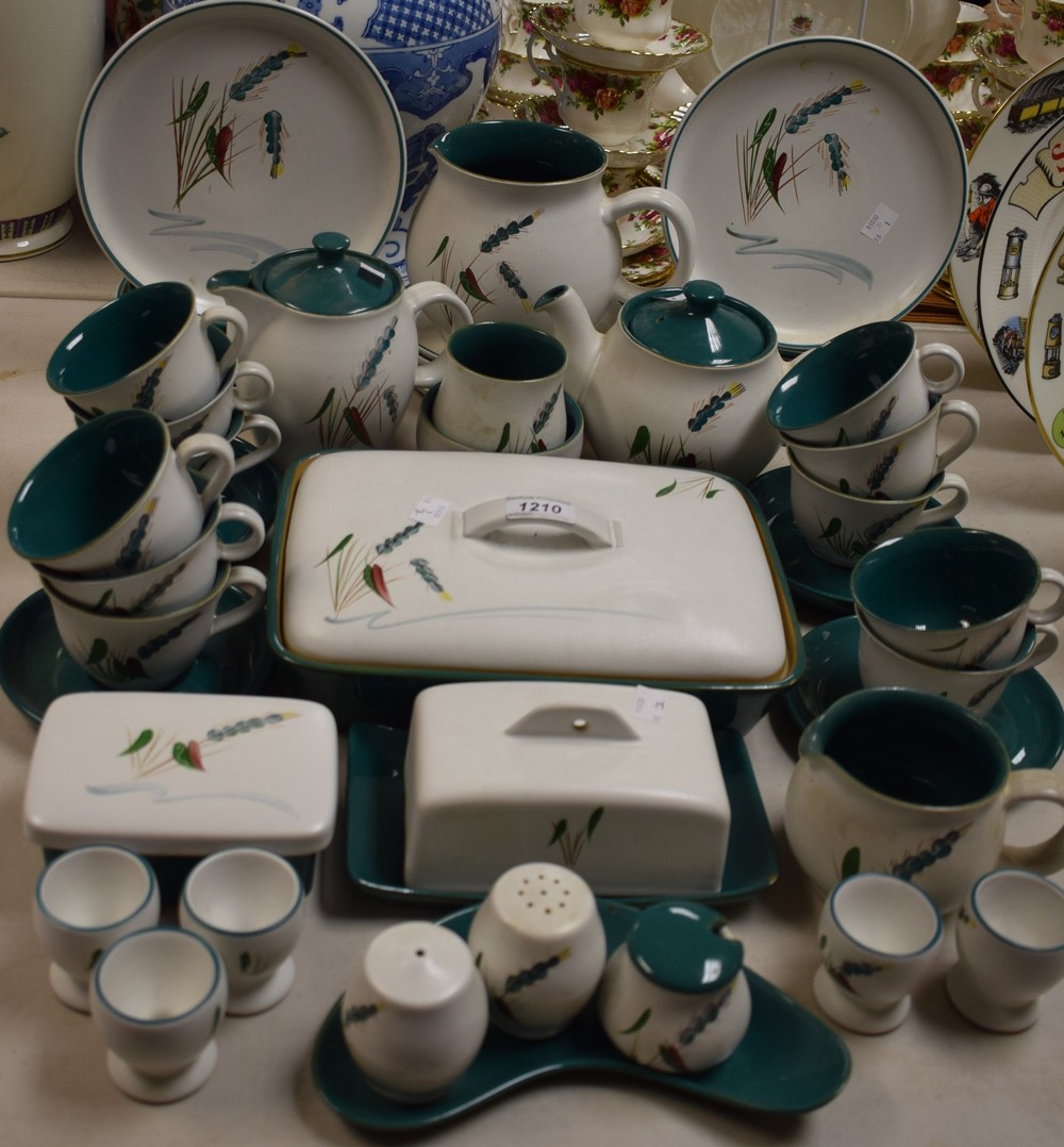 Denby Greenwheat including rectangular dish, plates, cups,