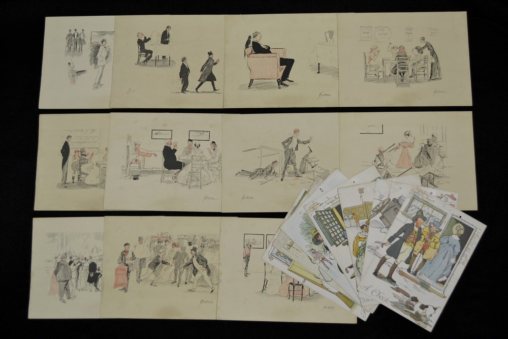 Lot 'Lance' Thackeray (1869-1916), by and after, a set of fourteen comic cartoons,