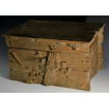 A 19th century Black Forest rectangular box, carved as a rustic crate, the front with trailing ivy,