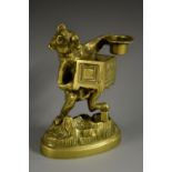 A 19th century gilt bronze novelty table vesta, as a bear playing a hurdy gurdy,