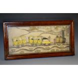 A 19th century railway diorama, by Tolmer, the watercolour and ink provincial town,