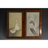 Japanese School (Meiji period), A Pair of Calling Geese, inscribed, two-character seal mark,