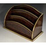 A 19th century burr walnut and marquetry three-section waterfall stationery letter rack,