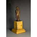 A '19th century' dark patinated cabinet bronze, of Napoleon, square marble plinth,