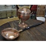 A 19th century copper samovar and a 19th century copper warming pan (2)