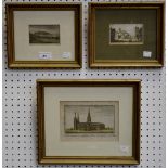 A 19th century hand-coloured engraving A View of Lichfield Cathedral; another pair,