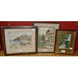 H E Tozer Shelford Hills signed, watercolour; two others similar,