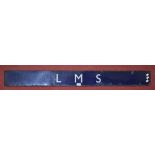 Railway Interest - a rectangular blue and white LMS enamel sign,