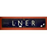 Railway Interest - a rectangular blue and white LNER enamel sign,