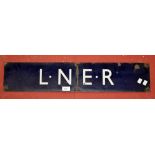 Railway Interest - a rectangular blue and white LNER enamel sign,