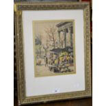 Seguie (Early to mid 20th century French school) Le Marche aux Fleurs signed, watercolour,