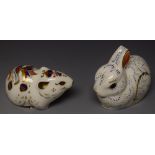 A Royal Crown Derby Members Pack paperweight Bunny Rabbit; another Bank Vole,