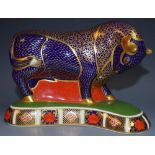 A Royal Crown Derby paperweight, Imari Bull,