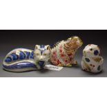 A Royal Crown Derby paperweight Beaver; Fox and Field Mouse,