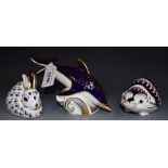A Royal Crown Derby paperweight Dolphin, Hedgehog and Rabbit,